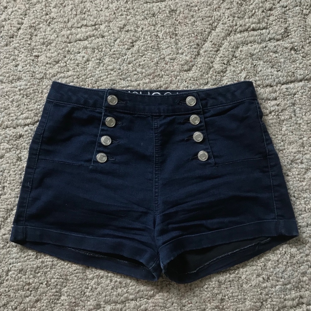 dark navy blue high waisted shorts
